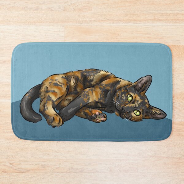 Item preview, Cute Tortoiseshell Cat | Blue Background designed and sold by shirinsart.
