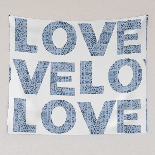 Item preview, Love motif in denim  designed and sold by Flowersonstuff.
