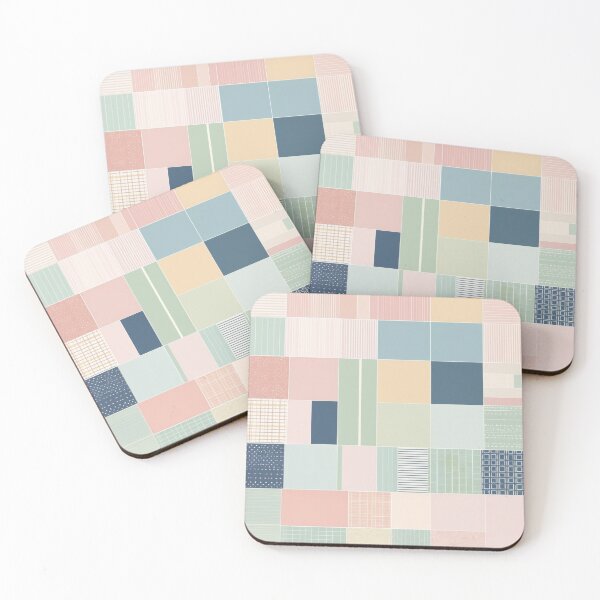 Item preview, mosaic color block with linier pattern lite pastel tone designed and sold by JangmiHorang.