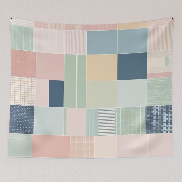 Item preview, mosaic color block with linier pattern lite pastel tone designed and sold by JangmiHorang.