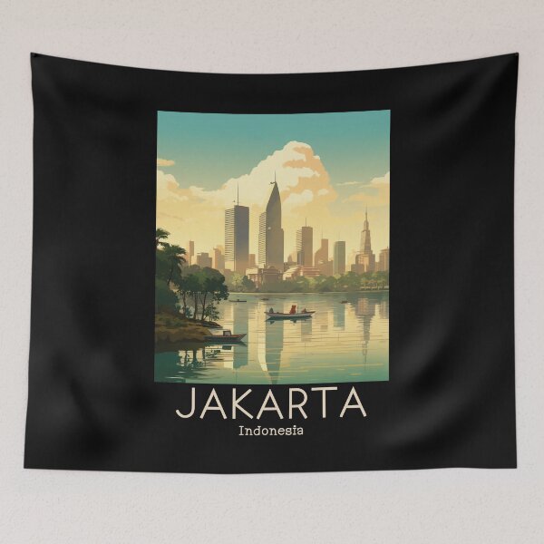 Item preview, A Vintage Travel Illustration of Jakarta - Indonesia designed and sold by GoodOldVintage.