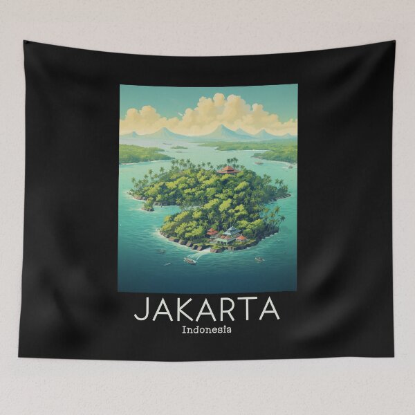 Item preview, A Vintage Travel Illustration of Jakarta - Indonesia designed and sold by GoodOldVintage.