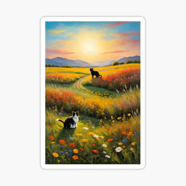 Radiant Yellow Sky: A Fauvist Dream in Sun-Drenched Hues Sticker