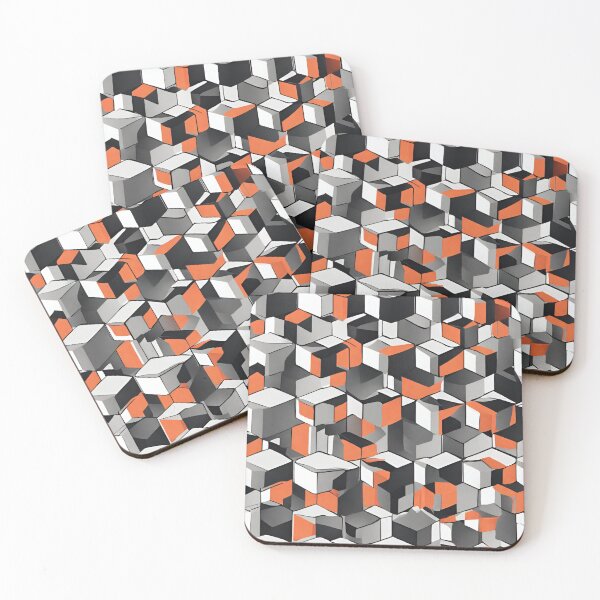 Item preview, Cube Abstract Orange Grey Pattern Premium designed and sold by StylesVero.