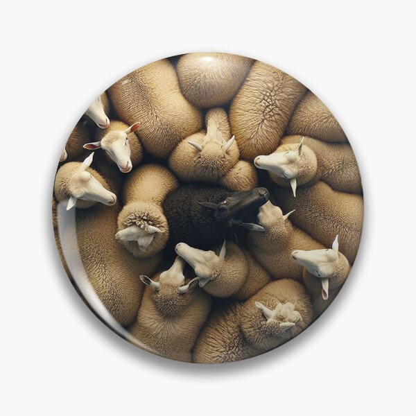 Item preview, Many sheep from above with one black sheep designed and sold by EdgyEdgeArt.