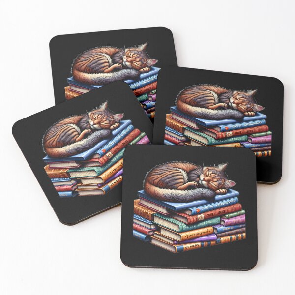 Item preview, Cute cat sleeping on books designed and sold by Merchattack.
