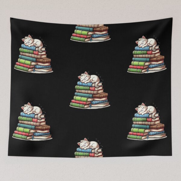 Item preview, Cute cat sleeping on books designed and sold by Merchattack.