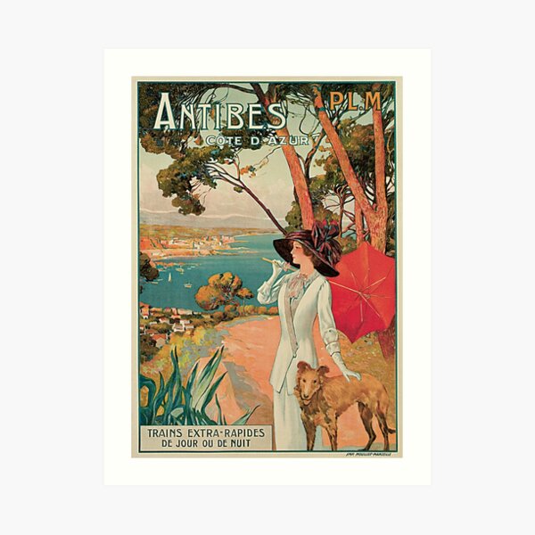 Vintage Antibes French Riviera Cote d'Azur ad Art Print