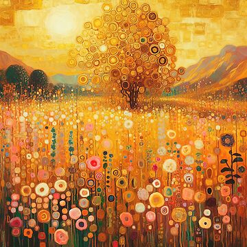 Artwork thumbnail, Klimt Flower Garden Gold by maniacfitness