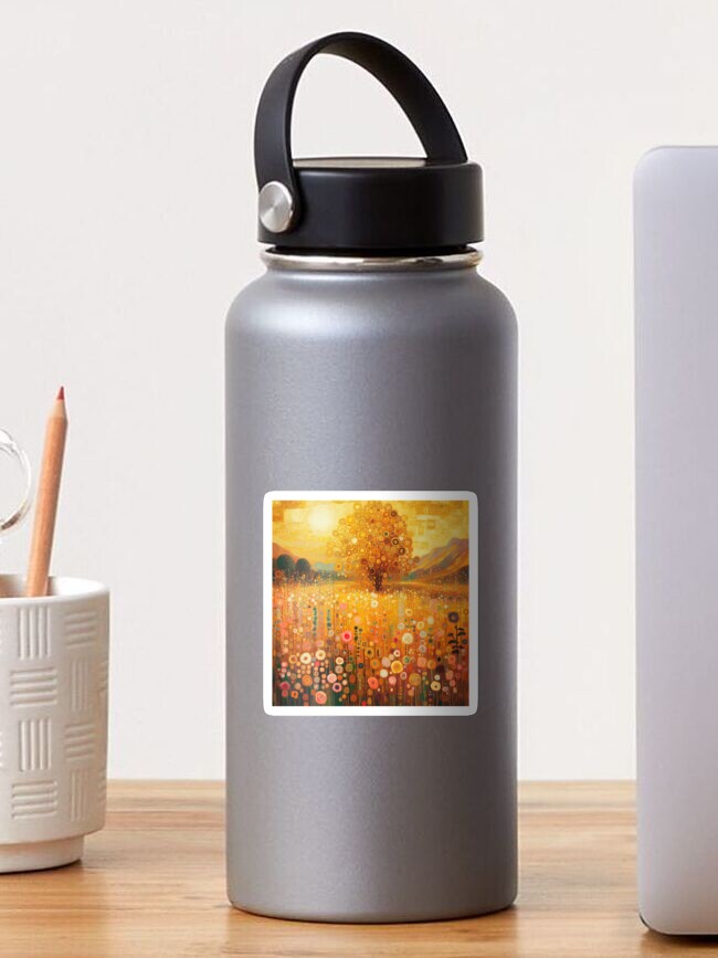 Thumbnail 1 of 3, Sticker, Klimt Flower Garden Gold designed and sold by maniacfitness.