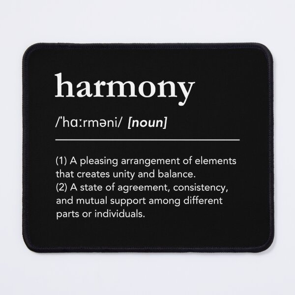 Item preview, Harmony definition, definition of harmony, harmony day, harmony dictionary art, yin and yang, simple, black and white, minimalist typography designed and sold by lagunaklein.