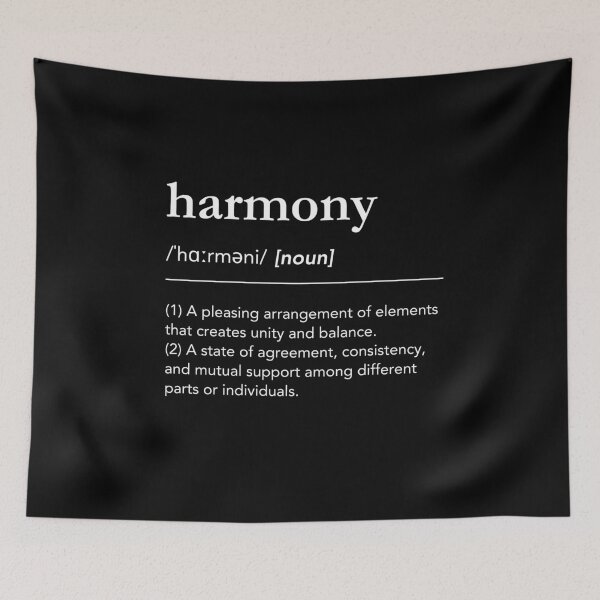 Item preview, Harmony definition, definition of harmony, harmony day, harmony dictionary art, yin and yang, simple, black and white, minimalist typography designed and sold by lagunaklein.