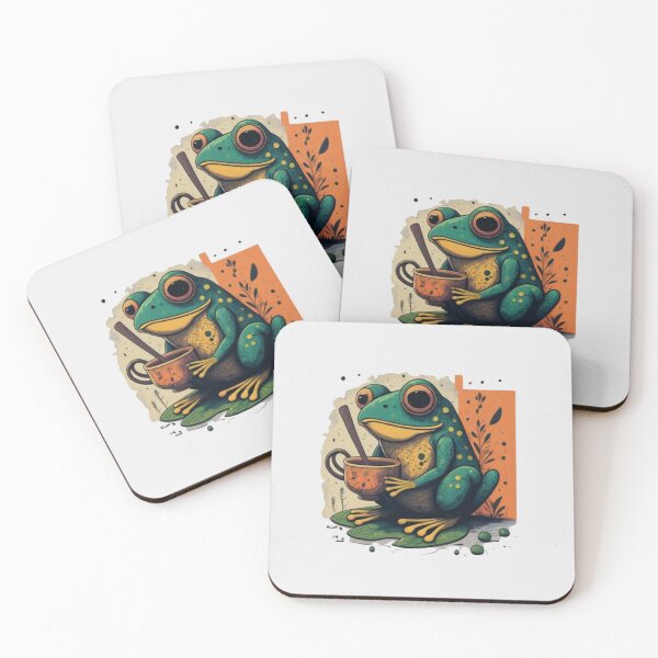 Item preview, "FROG DRINKING TEA":Cute Frog Drinking Tea designed and sold by Obinne.