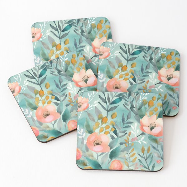 Item preview, Teal Whispers with Peach Petals designed and sold by EmeraldeaDesign.