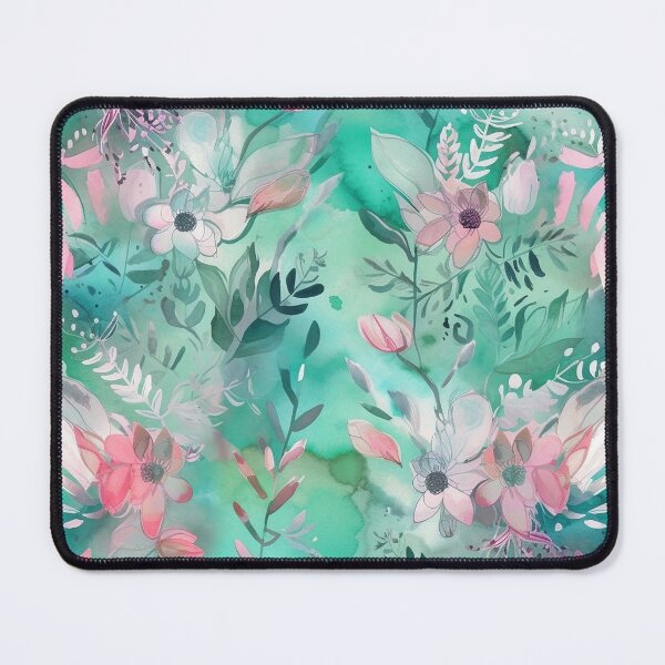 Item preview, Feminine Elegance: Washed Teal & Pink Florals designed and sold by EmeraldeaDesign.