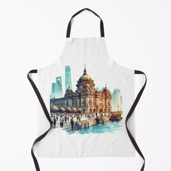 Item preview, Shanghai Skyline Watercolor Illustration designed and sold by PaintMeWorld.