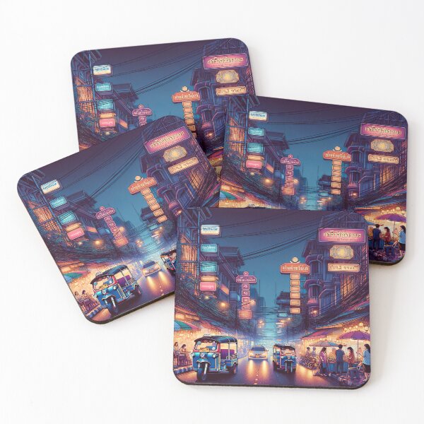 Item preview, Bangkok Street at Night designed and sold by unrealartwork.