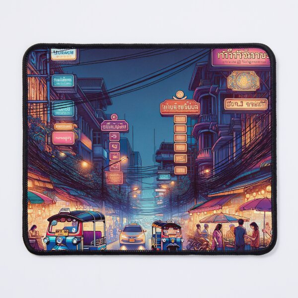 Item preview, Bangkok Street at Night designed and sold by unrealartwork.