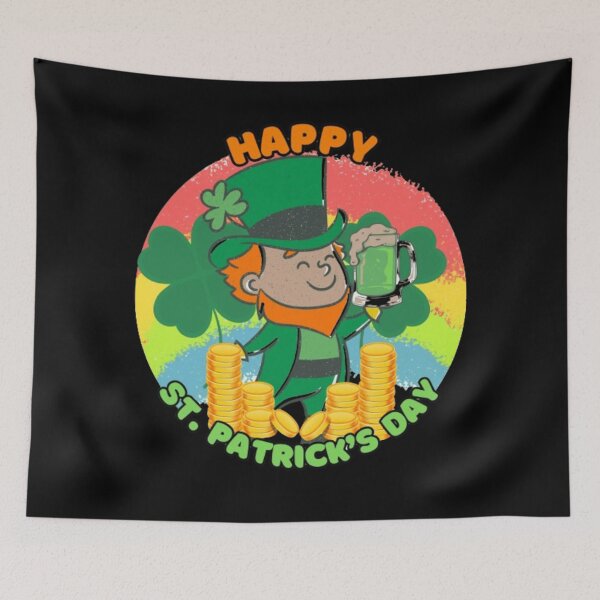 Item preview, Happy St Patrick's Day - Cute Leprechaun Design - Black Background designed and sold by TGAL2.