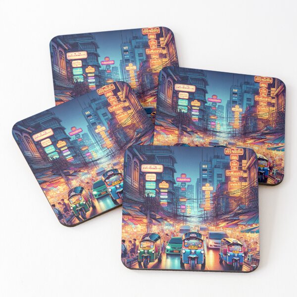 Item preview, Bangkok at Night Illustration designed and sold by unrealartwork.