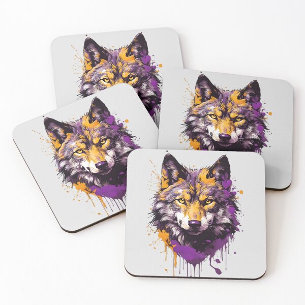 Item preview, Clash Of Purple And Orange / Wolf Illustration designed and sold by PolygonPinnacle.