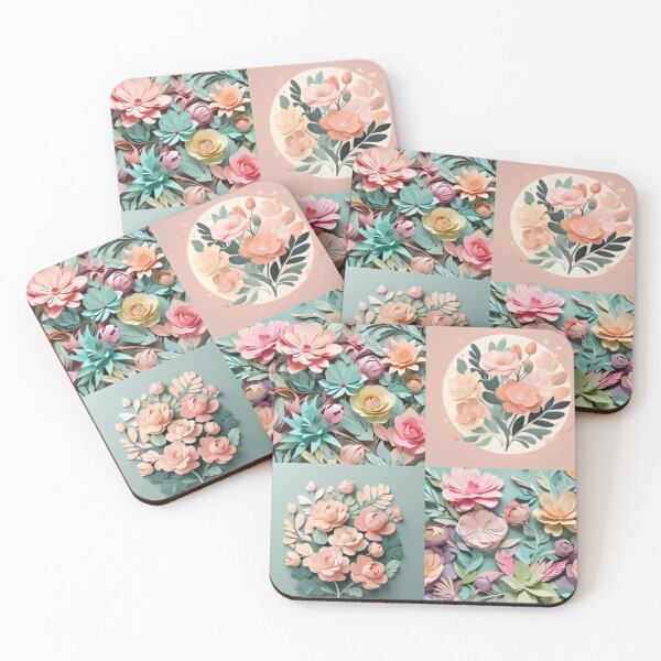 Item preview, flowers paper craft pastel sharp seemless pattle designed and sold by thima shop.