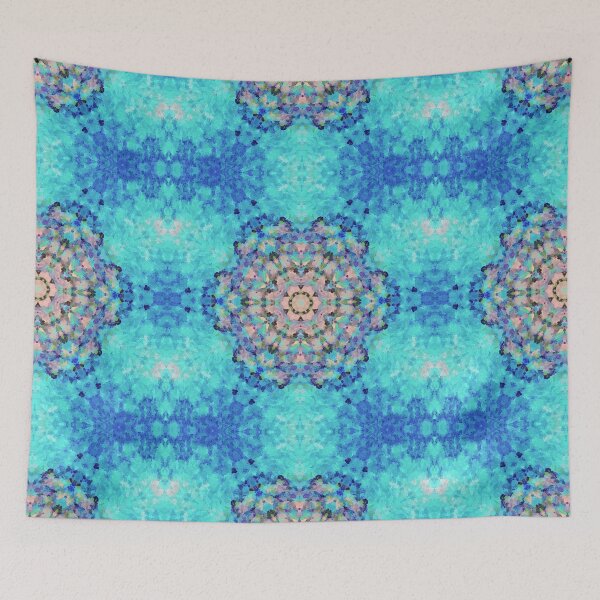 Artikelvorschau, Digitales Mandala Blau Gelb und Lila entworfen und verkauft von WormholeOrbital.