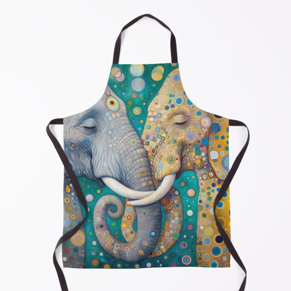 Item preview, Two Elephants Kiss Boho Style animal print designed and sold by ArtUnova.