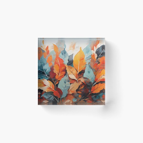 Item preview, high-end acrylic painting, modern style, autumn colors and patterns, double exposure, abstract layers on overlay, colorful, leaves, vector designed and sold by thima shop.