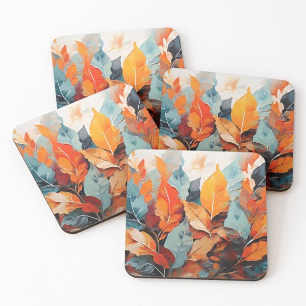 Item preview, high-end acrylic painting, modern style, autumn colors and patterns, double exposure, abstract layers on overlay, colorful, leaves, vector designed and sold by thima shop.