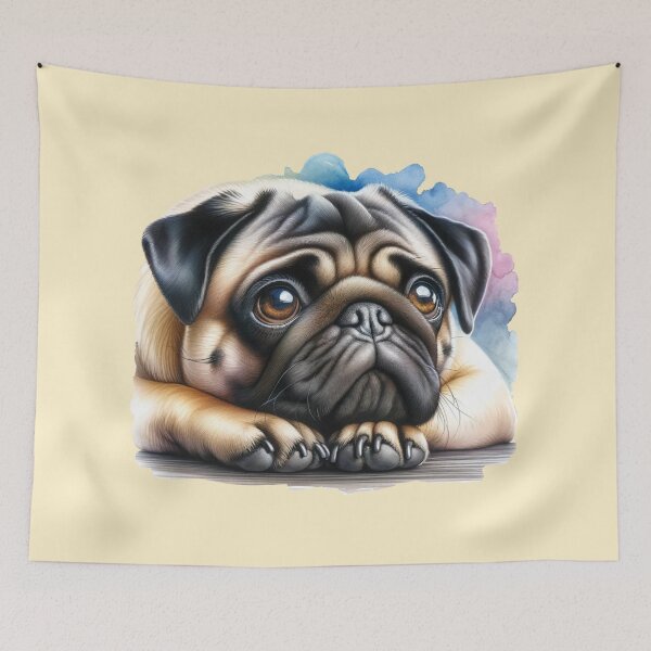 Item preview, Adoring Pug with Watercolor Splash designed and sold by critterpatchusa.