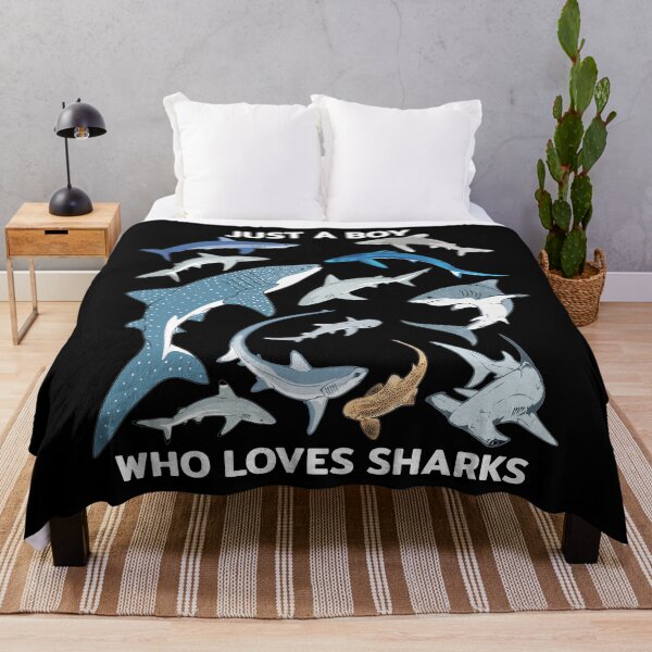 Item preview, Just a boy who loves Sharks Blue Shark Hammerhead Mako Shark designed and sold by NicGrayGraphic.