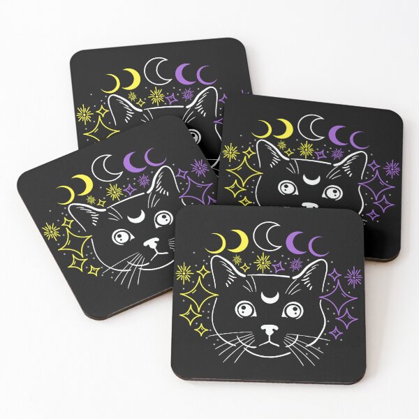 Item preview, Subtle Non Binary Pride Flag Colors Celestial Cat Moon Phases designed and sold by ontrendshirts.