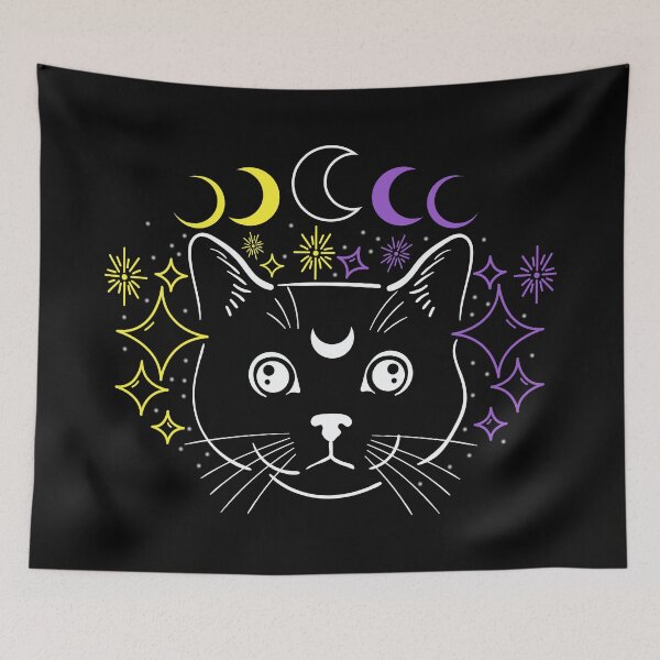 Item preview, Subtle Non Binary Pride Flag Colors Celestial Cat Moon Phases designed and sold by ontrendshirts.
