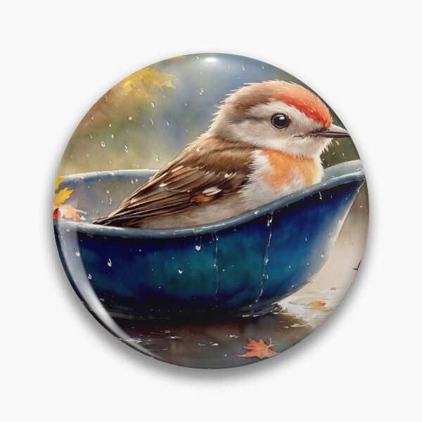 Item preview, Cute robin is bathing in the rain designed and sold by M-Y-A-R-T-.