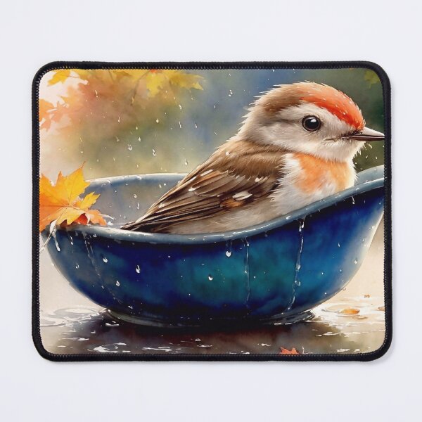 Item preview, Cute robin is bathing in the rain designed and sold by M-Y-A-R-T-.