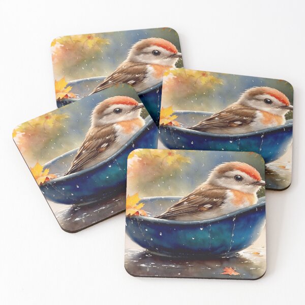 Item preview, Cute robin is bathing in the rain designed and sold by M-Y-A-R-T-.