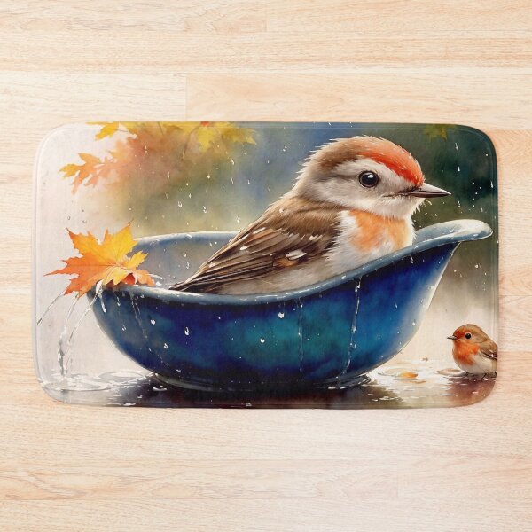 Item preview, Cute robin is bathing in the rain designed and sold by M-Y-A-R-T-.