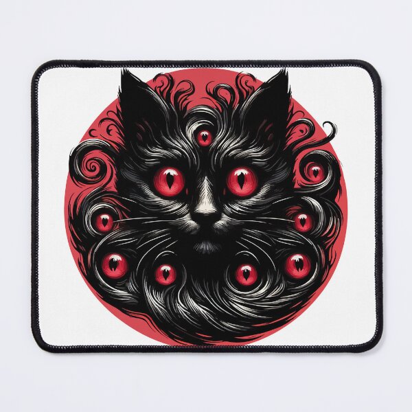 Item preview, Espeluznante demonio gato negro abstracto con muchos ojos designed and sold by TomFrontierArt.