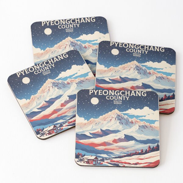 Item preview, Pyeongchang County South Korea Starry Night Tourism Vintage Poster designed and sold by TravelersGems.