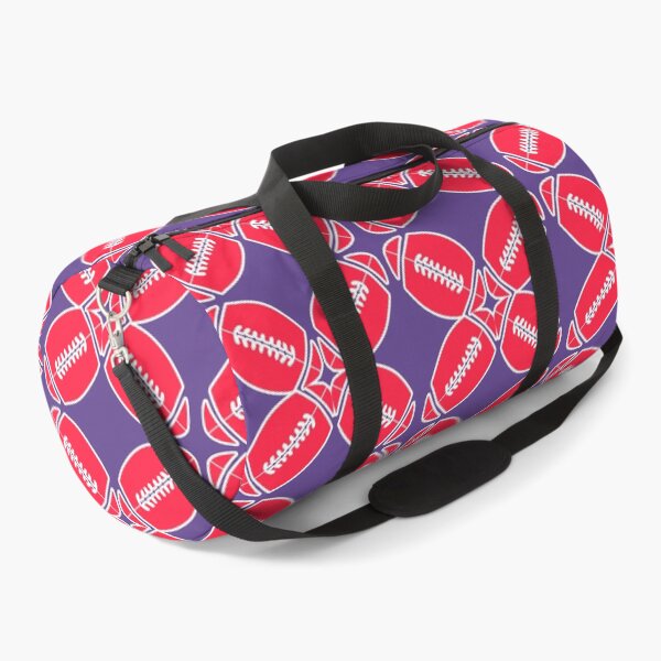 Item preview, Born to Play, Built to Win! Decorative Pattern with Red and White Footballs on Purple Background designed and sold by IraNiva.