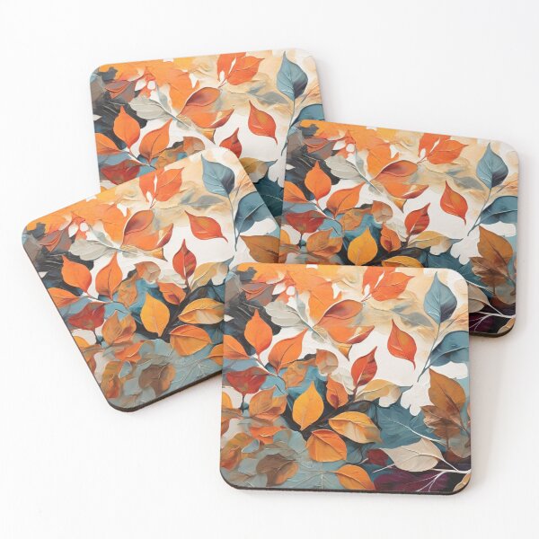 Item preview, high-end acrylic painting, modern style, autumn colors and patterns, double exposure, abstract layers on overlay, colorful, leaves, vector designed and sold by thima shop.