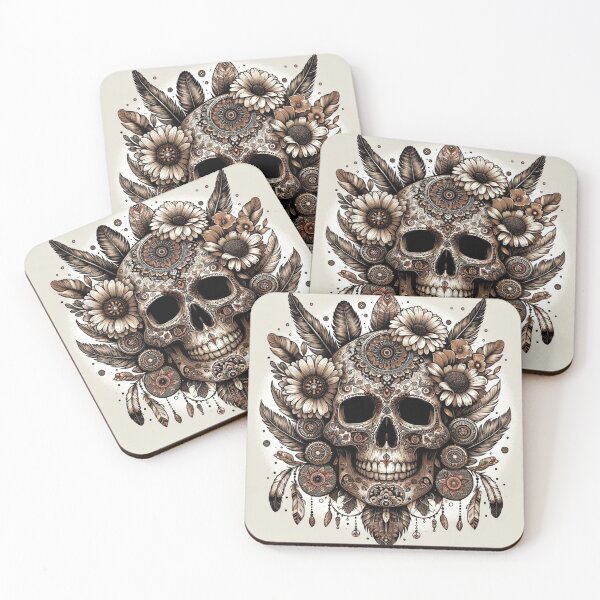 Item preview, Boho Skull Art Print Garden Skull Light Art Print designed and sold by Esmilna Castillo.