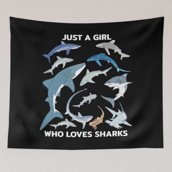 Item preview, Just a girl who loves Sharks Blue Shark Hammerhead Mako Shark designed and sold by NicGrayGraphic.