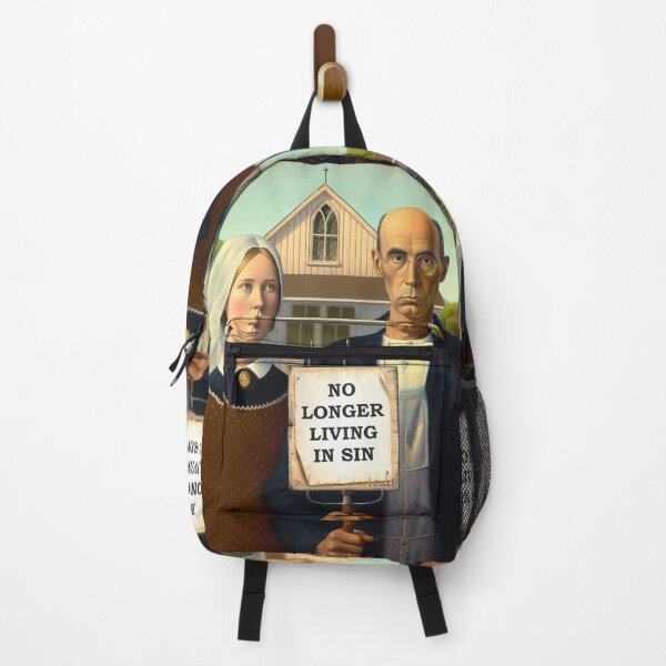 Item preview, American Gothic Grant Wood painting Famous Art parody designed and sold by ArtUnova.