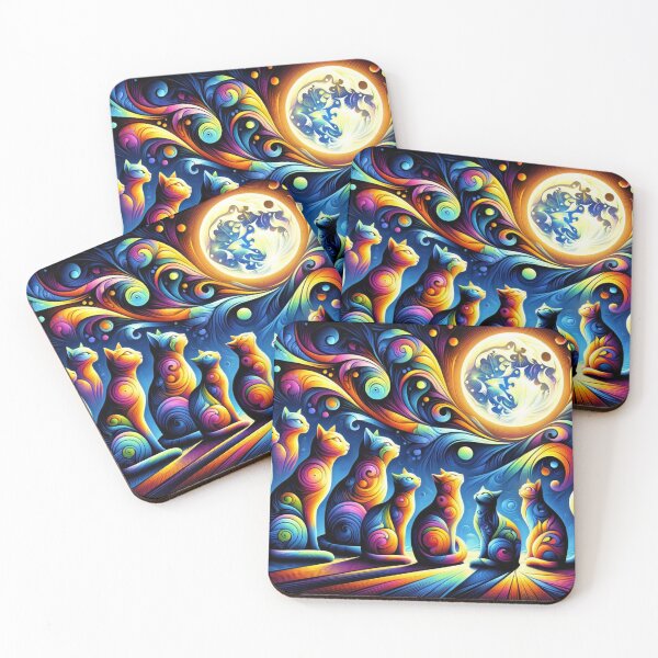 Item preview, Cats in the Moonlight Art Print designed and sold by Esmilna Castillo.