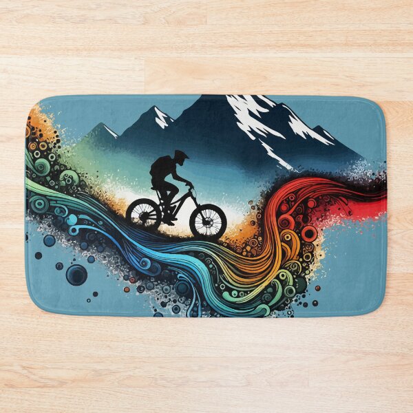 Item preview, Retro Colorful Downhill Mountain Biker designed and sold by TomFrontierArt.