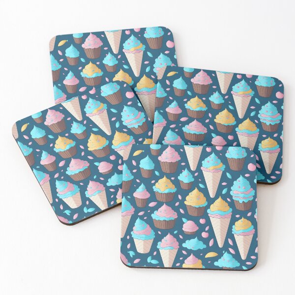 Item preview, vector ice cream pattern , vibrant colors in the style of kawaii cartoon ,highly detailed repeating pattern designed and sold by brokenpones.
