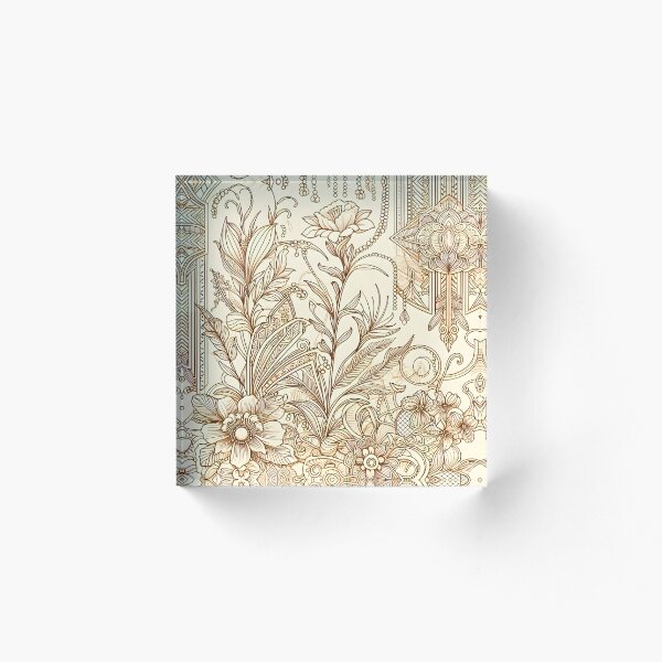 Item preview, art nouveau wall art home decor gold era retro wallpaper leaves plants floral print fabric vintage pattern designed and sold by naivnoia.