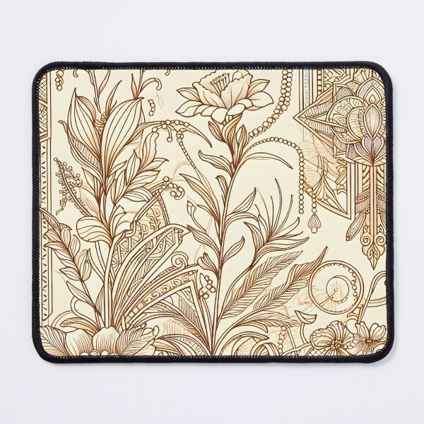 Item preview, art nouveau wall art home decor gold era retro wallpaper leaves plants floral print fabric vintage pattern designed and sold by naivnoia.